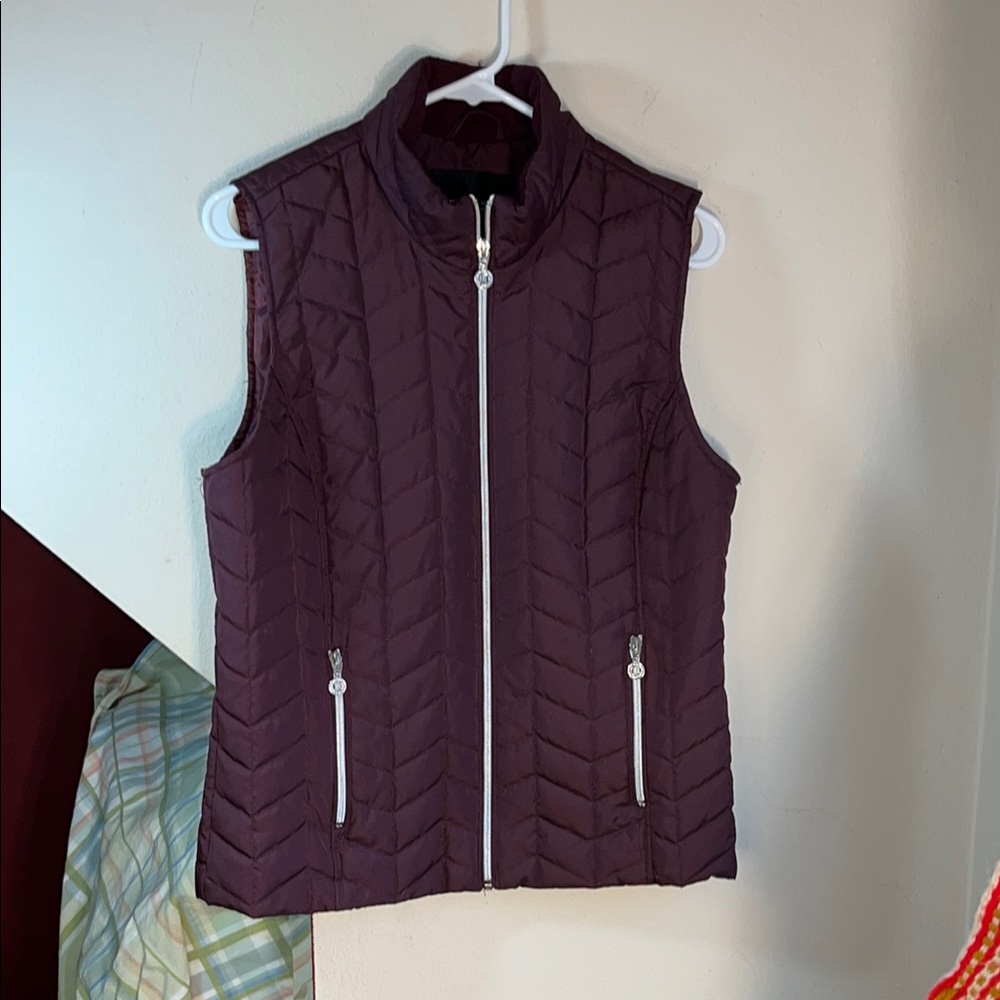 Marc New York Women's Purple Quilted Vest with Silver tone Zips